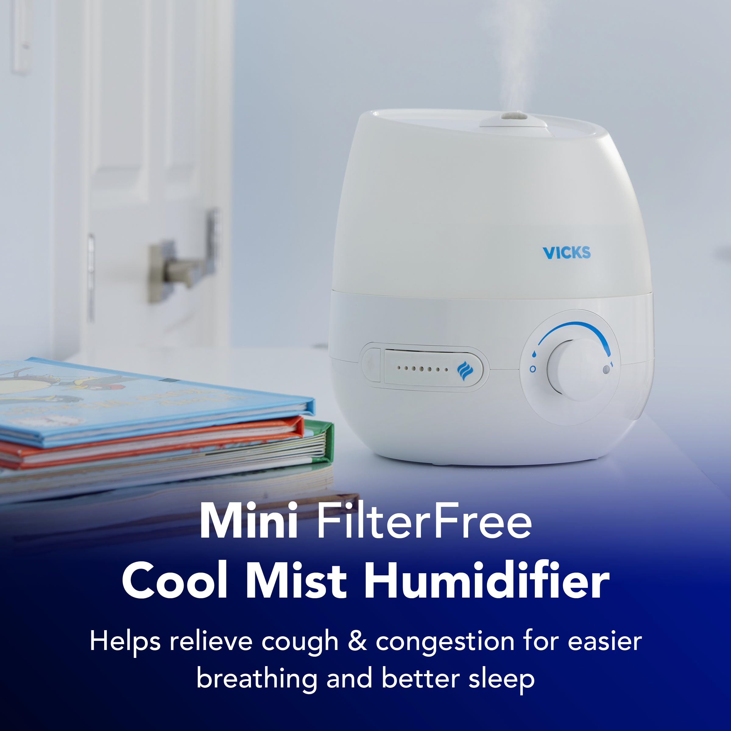 Buy now Vicks Mini Filter Free Cool Mist Humidifier, Small Room ƒ?? Variable Mist Control ƒ?? Works with Vicks VapoPads at indiglob india