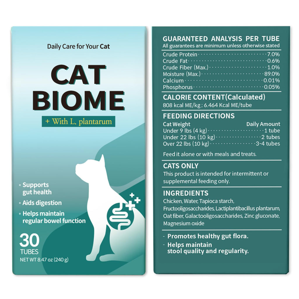 Doctor By Cat Biome Probiotics for cats Anti Diarrhea Feline Gut & Digestive Support Immune Health Sensitive Stomach Constipation with L. plantarum+Prebiotics 30 Lickable Formula Individually Packaged