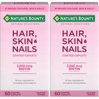 Nature's Bounty Optimal Solutions Hair, Skin & Nails Formula, 20 Servings | With 3,000 mcg Biotin, 60 Coated Caplets
