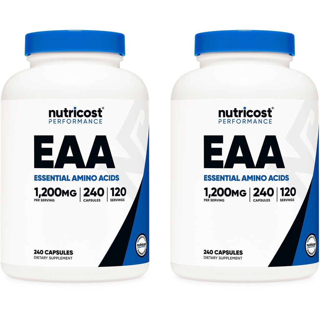 Nutricost EAA Capsules 1200mg, 240 Capsules, Essential Amino Acids | 120 Servings, Gluten-Free, Vegan, GMO-Free