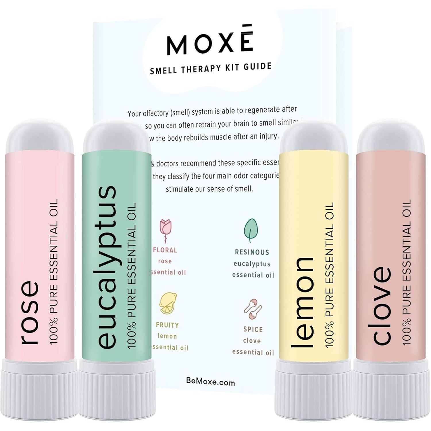 Buy now MOXÄ’ Smell Training Kit, Made in USA, 4 Essential Oils, Olfactory Regeneration, Helps Restore Sense of Smell, Natural Therapy for Smell Loss (Phase 1) at indiglob india