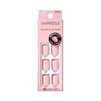 Kiss Impress No Glue Mani Press On Nails, Color, 'Point Pink', Pink, Short Size, Squoval Shape, Includes 30 Nails, Prep Pad, Instructions Sheet, 1 Manicure Stick, 1 Mini File