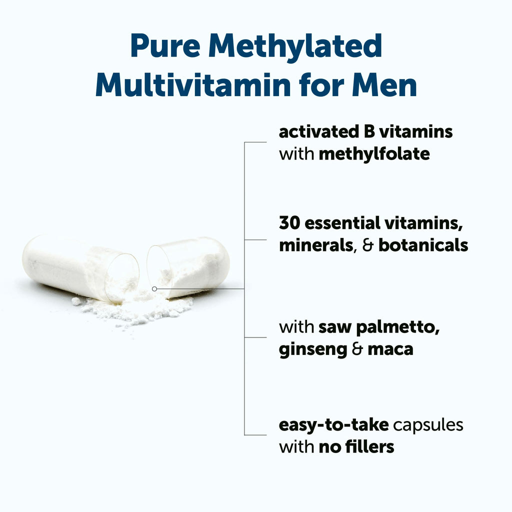Micro Ingredients Pure Methylated Multivitamin for Men, 240 Capsules | 30 Essential Nutrients with Activated B Complex & Methylfolate + Saw Palmetto, Ginseng, Maca, Lycopene, Vitamin D3 & Zinc