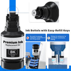 Compatible for T502 Ink Refill Bottles (NotSublimation) for Eco Tank ET-3850 ET-2850 ET-3760 ET-2760 ET-15000 ET-4850 ET-4760 ET-3830 ET-2980 ET-4750 ET-3950 ET-4950 ET3850 4850 3850 Printer (5-Pack)
