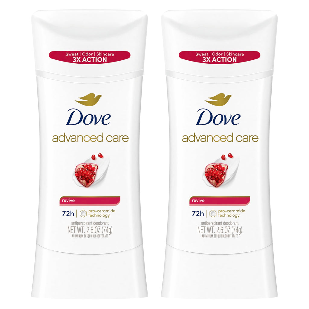 Dove Advanced Care Antiperspirant Stick Revive Pomegrante 2PK 2.6 oz | Advanced Care 72 hour sweat and odor protection for Women