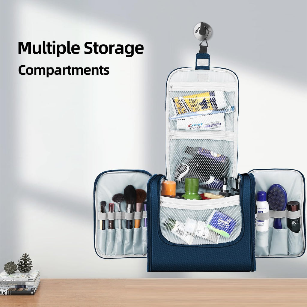 Buy now Buruis Extra Large Capacity Toiletry Bag for Women and Men, Hanging Toiletry Organizer Cosmetics Makeup Bag, Water-resistant Dopp Kit for Full Sized Toiletries, Travel Essentials (Blue) at indiglob india