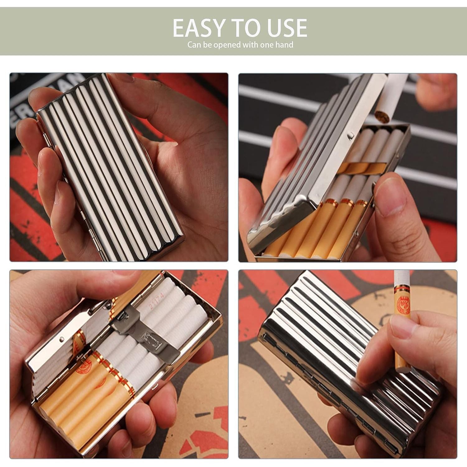 Buy now Creative Thin Portable Stainless Steel Pocket Carrying Cigarette Box Case for Holds 10 Regular Size Cigarettes (Not Included Cigarette) at indiglob india