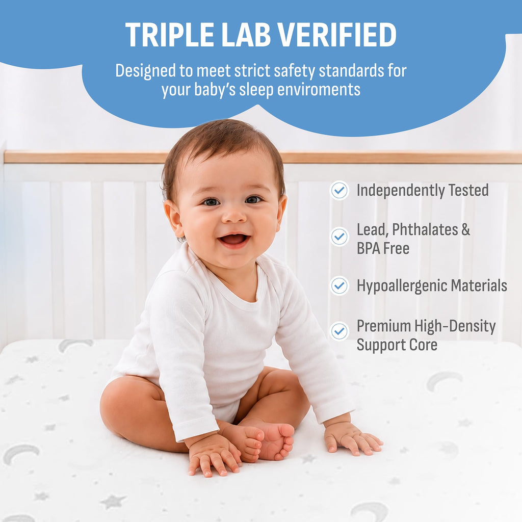 Pack n Play Mattresses (38"x26"x1.5") Bamboo Cover,Breathable,%100 Waterproof,Non-Toxic,Washable I Dual-Sided Gel Memory Foam I Toddler&Baby Pack and Play Mattress Pad Fits Playard&Playpen