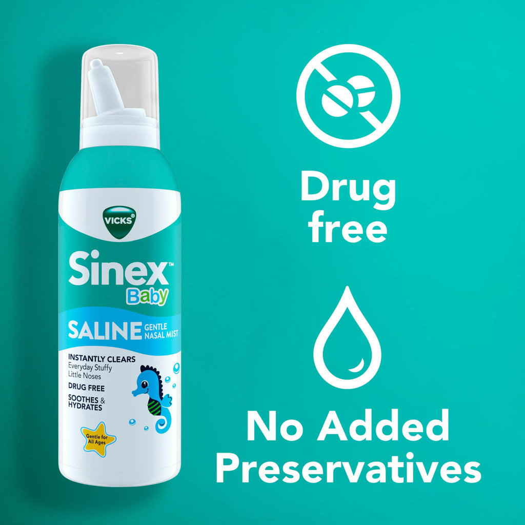 Buy now VICKS Sinex Baby Saline Nasal Spray, Drug Free Gentle Nasal Mist, Instantly Clears Everyday Stuffy Little Noses, Soothes & Hydrates, Safe For Daily Use, Gentle For All Ages, 5 OZ x 2 at indiglob india