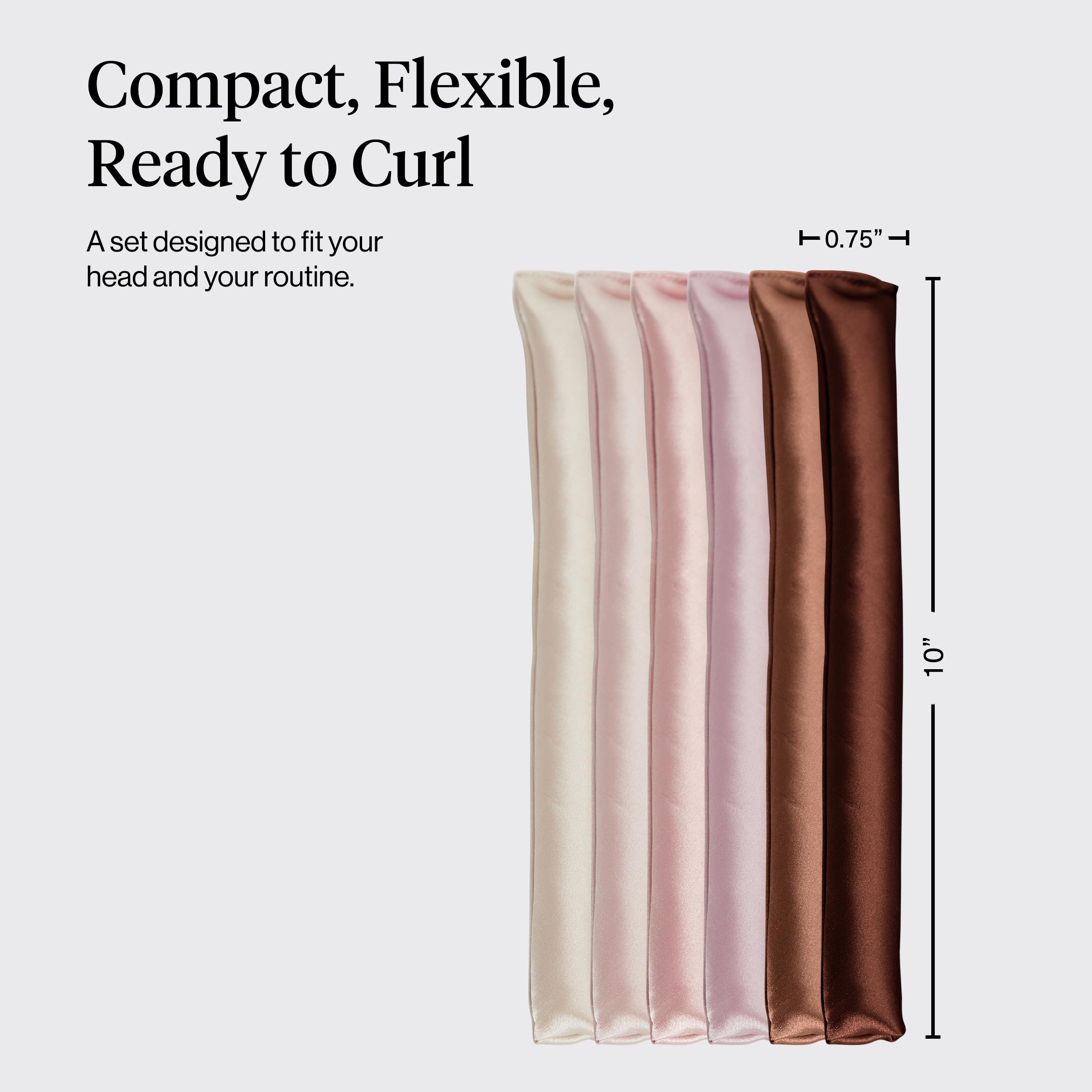 Kitsch Satin Flexi Rods Heatless Curling Rod - 6 pcs, Rosewood | Flexi Rod for Heatless Curl Overnight for Women, Comfortable Hair Curlers to Sleep In for Frizz-Free, No Heat Damage Styling