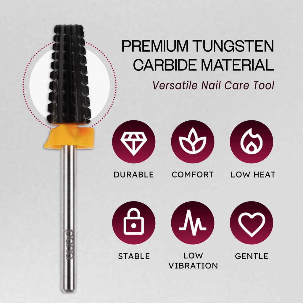 PANA 3/32" Shank 5-in-1 Nail Carbide Bit - (Triple Coarse - 2X Coarse Grit, DLC Black) - Two Way Rotate use for Both Left and Right Handed Fast remove Acrylic or Hard Gel