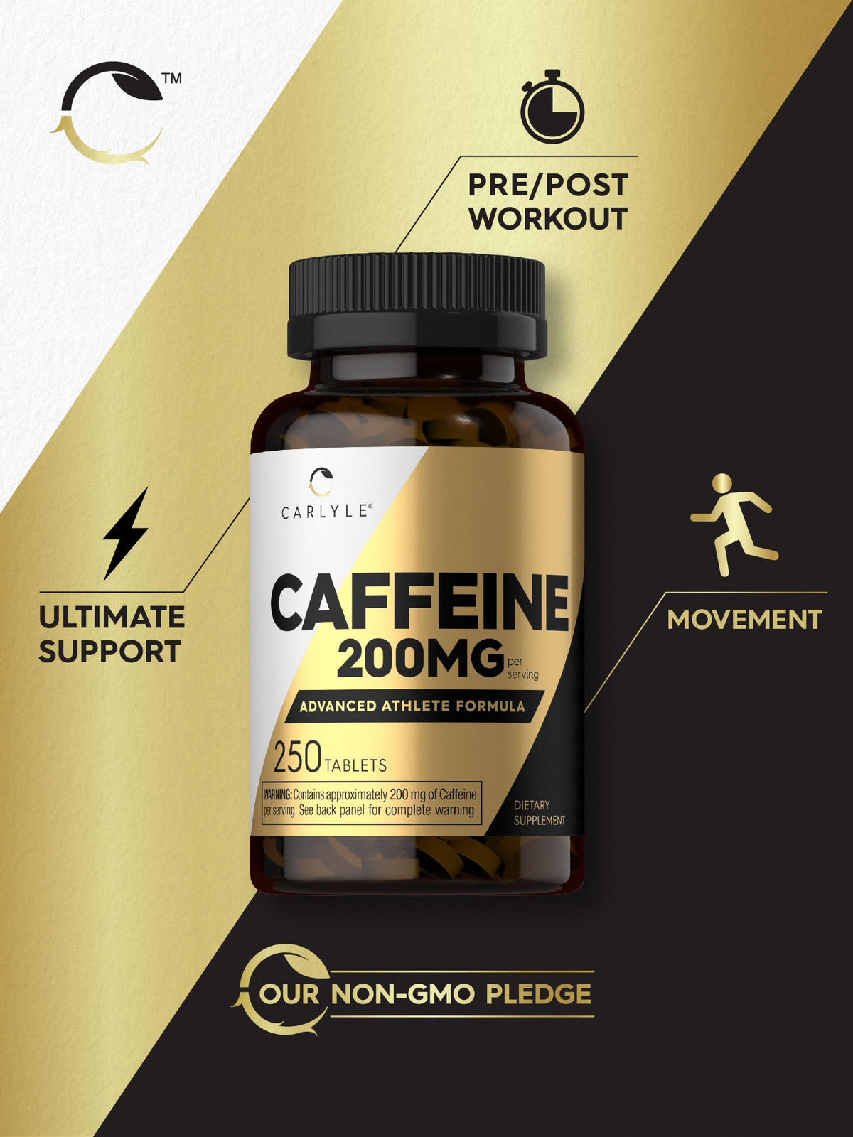Carlyle Caffeine Pills 200mg | 250 Tablets | Advanced Athlete Formula