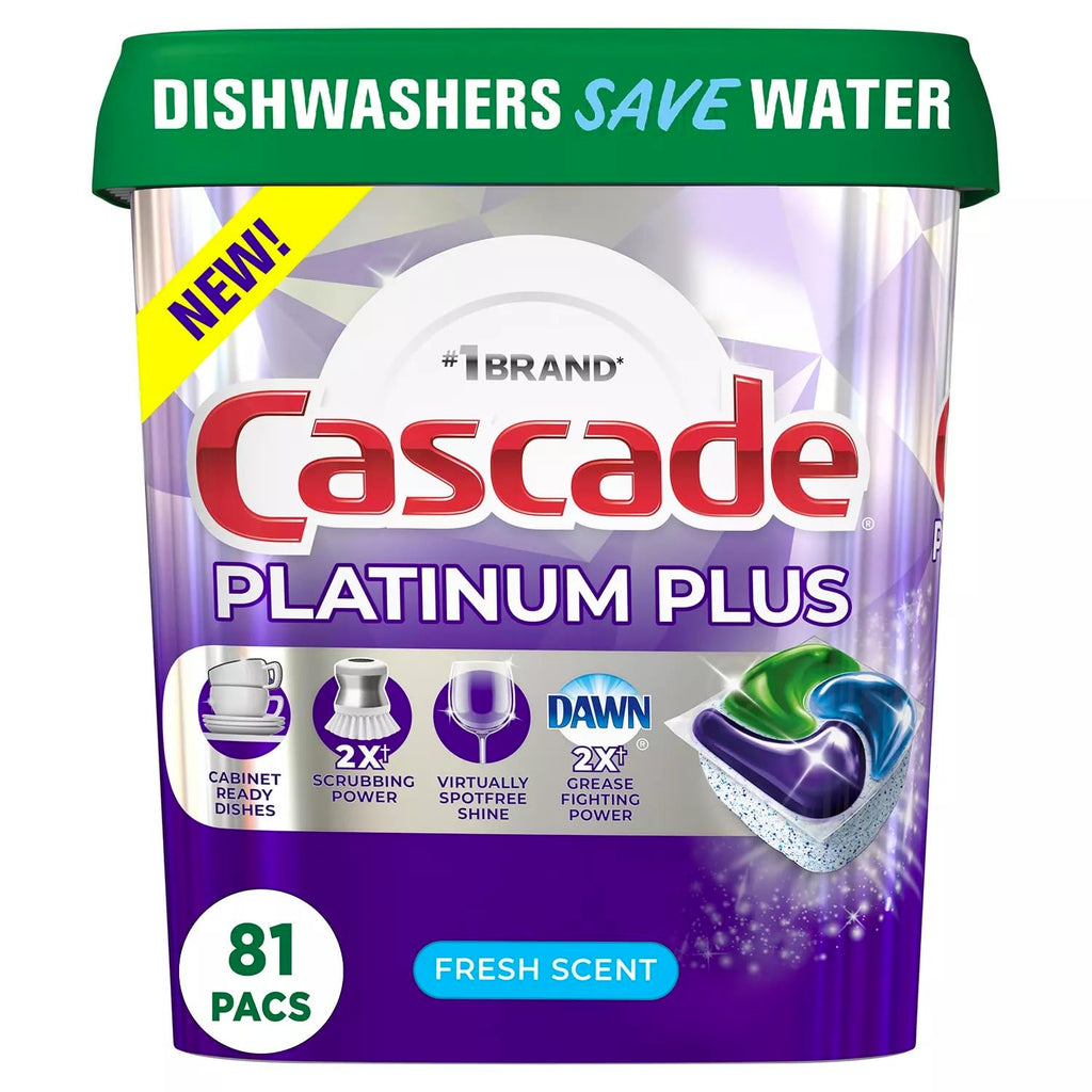 Cascade Platinum Plus ActionPacs Dishwasher Detergent Pods, Fresh Scent (81 Ct)