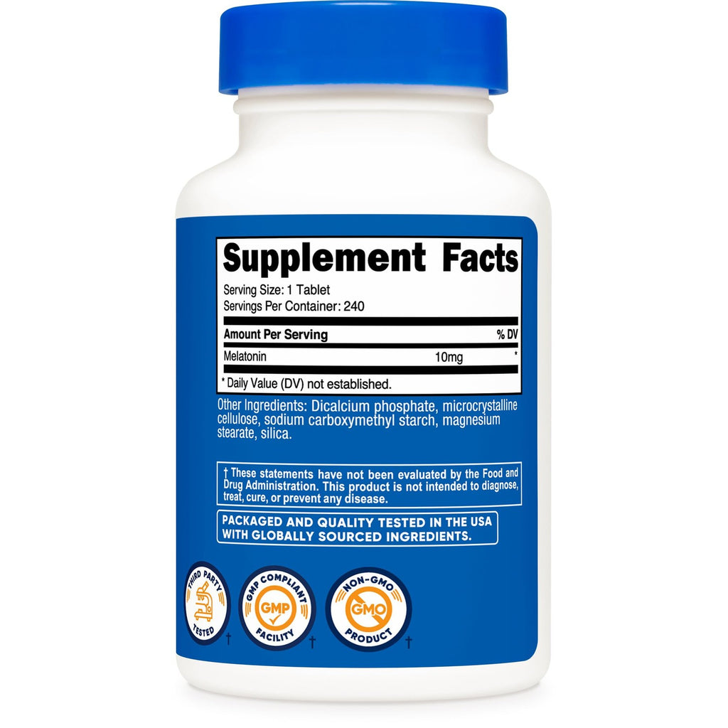 Nutricost Melatonin (10mg) 240 Tablets, Gluten-Free, GMO-Free