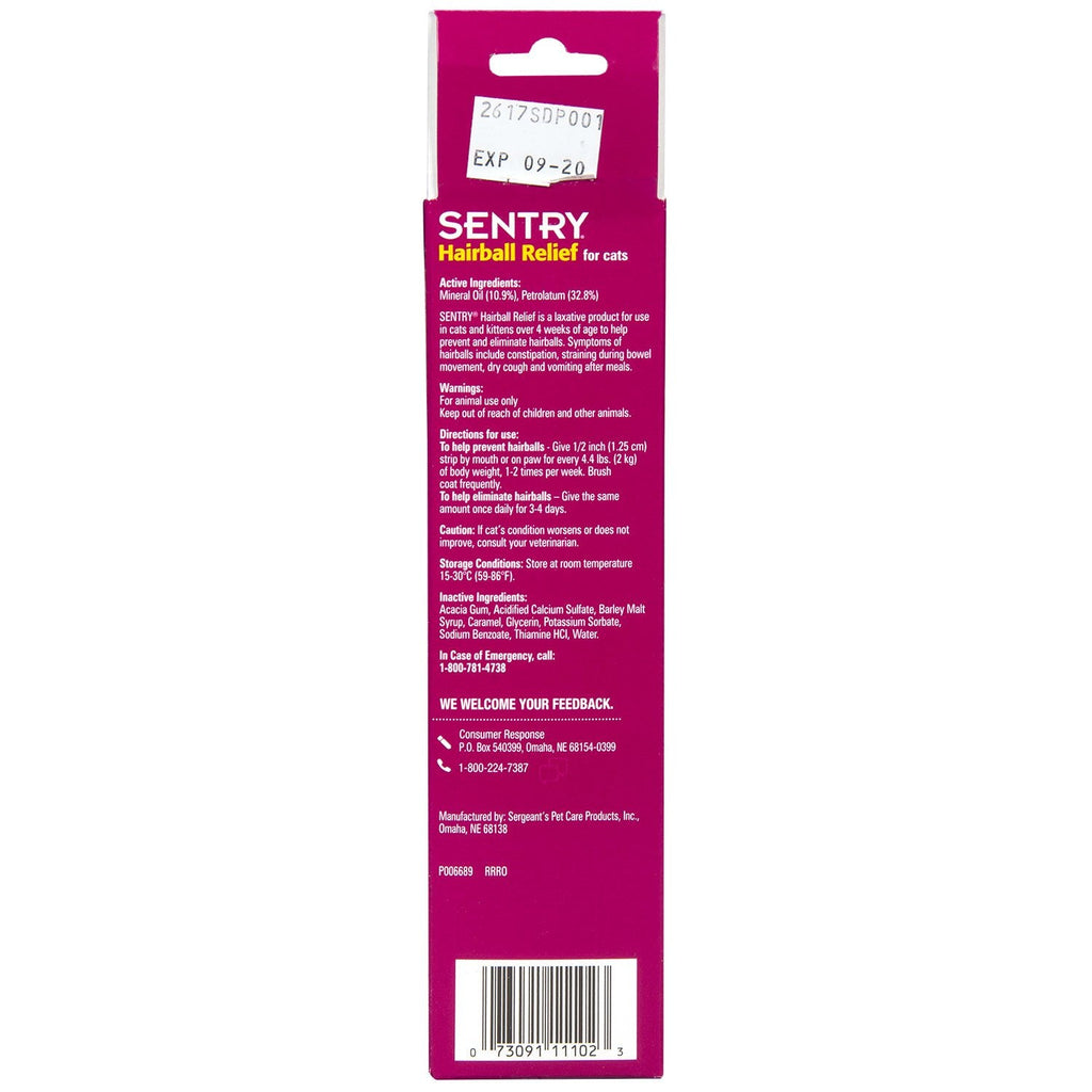 Buy now SENTRY PET CARE Sentry Hairball Relief for Cats,Malt Flavor,4.4 Ounces at indiglob india