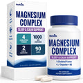 Magnesium Glycinate Complex 1000mg for Women and Men, Sleep and Calm Support, Stomach Friendly, 6 in 1 Chelated with Magnesium Glycinate, Bisglycinate, Lactate, Taurate, L Theanine and B6, 90 Capsules