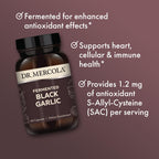 Dr. Mercola Fermented Black Garlic, 60 Capsules (30 Servings) | Supports Immune, Cellular, and Heart Health, with S-Allyl-Cysteine Antioxidant, Non-GMO, Gluten-Free, and Soy-Free