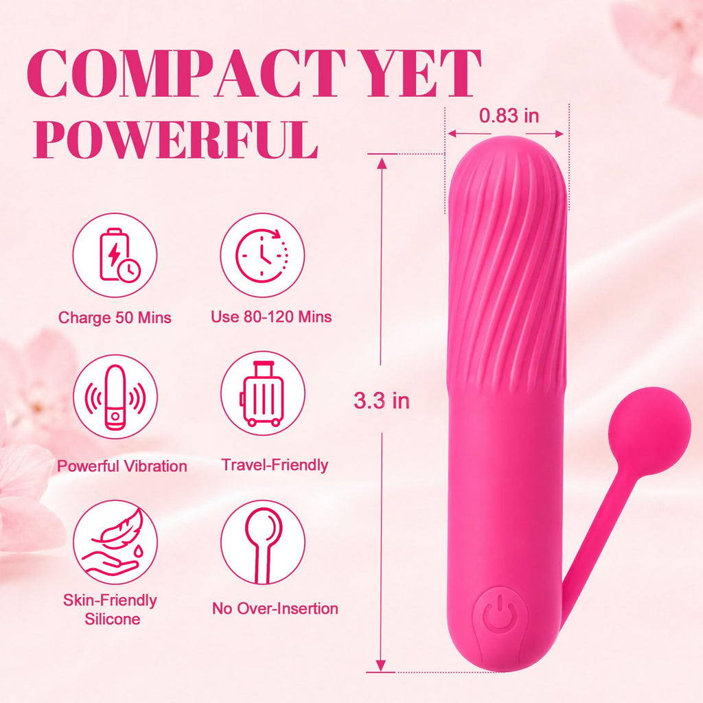 Mini Bullet Vibrator Sex Toys for G Spot Nipple Anal Clitoral Stimulation - 10 Powerful Modes, Wearable Finger Vibrator, Waterproof Soft Silicone,USB Rechargeable Vibration Massager for Women Pleasure