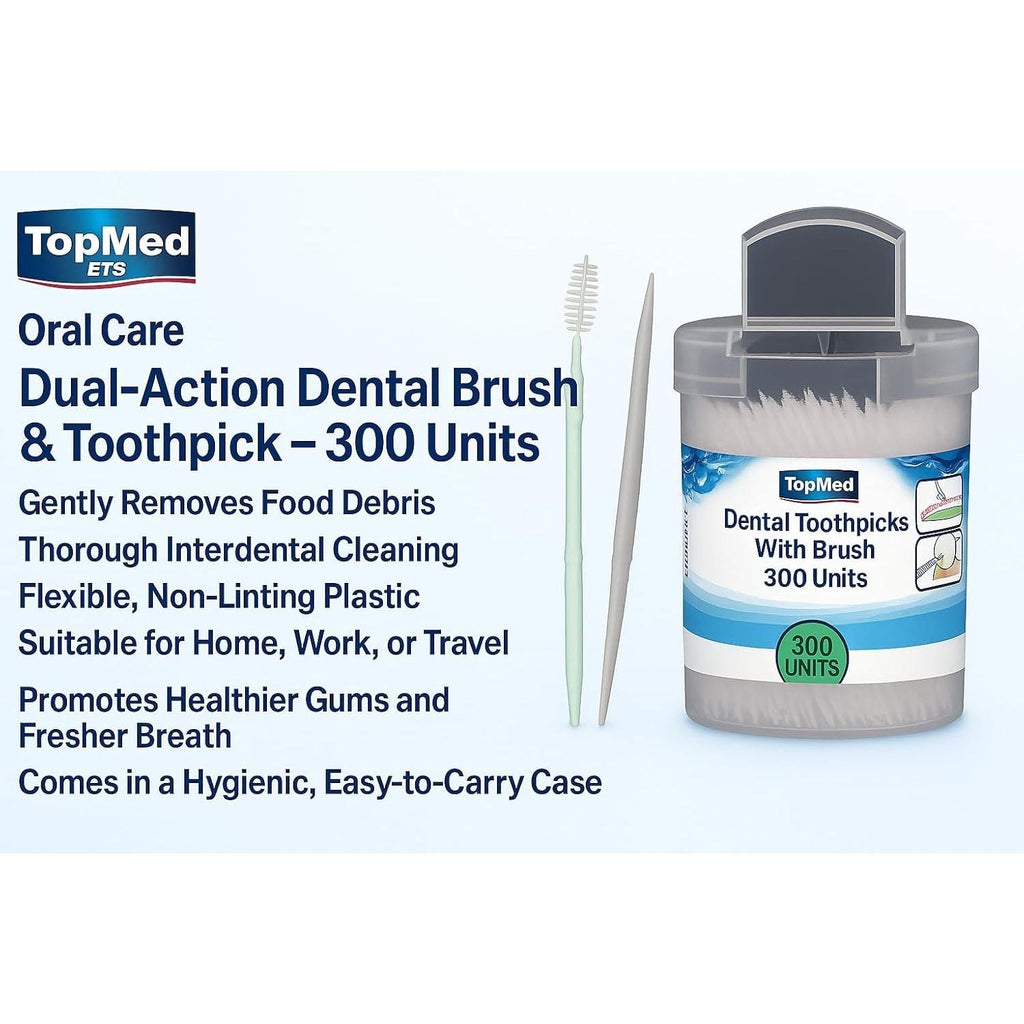 Buy now TOPMED ETS Oral Care Dental Brush Teeth Pick Plastic Teeth Floss Toothpick, Interdental Brush (300 Count 1 Box) at indiglob india