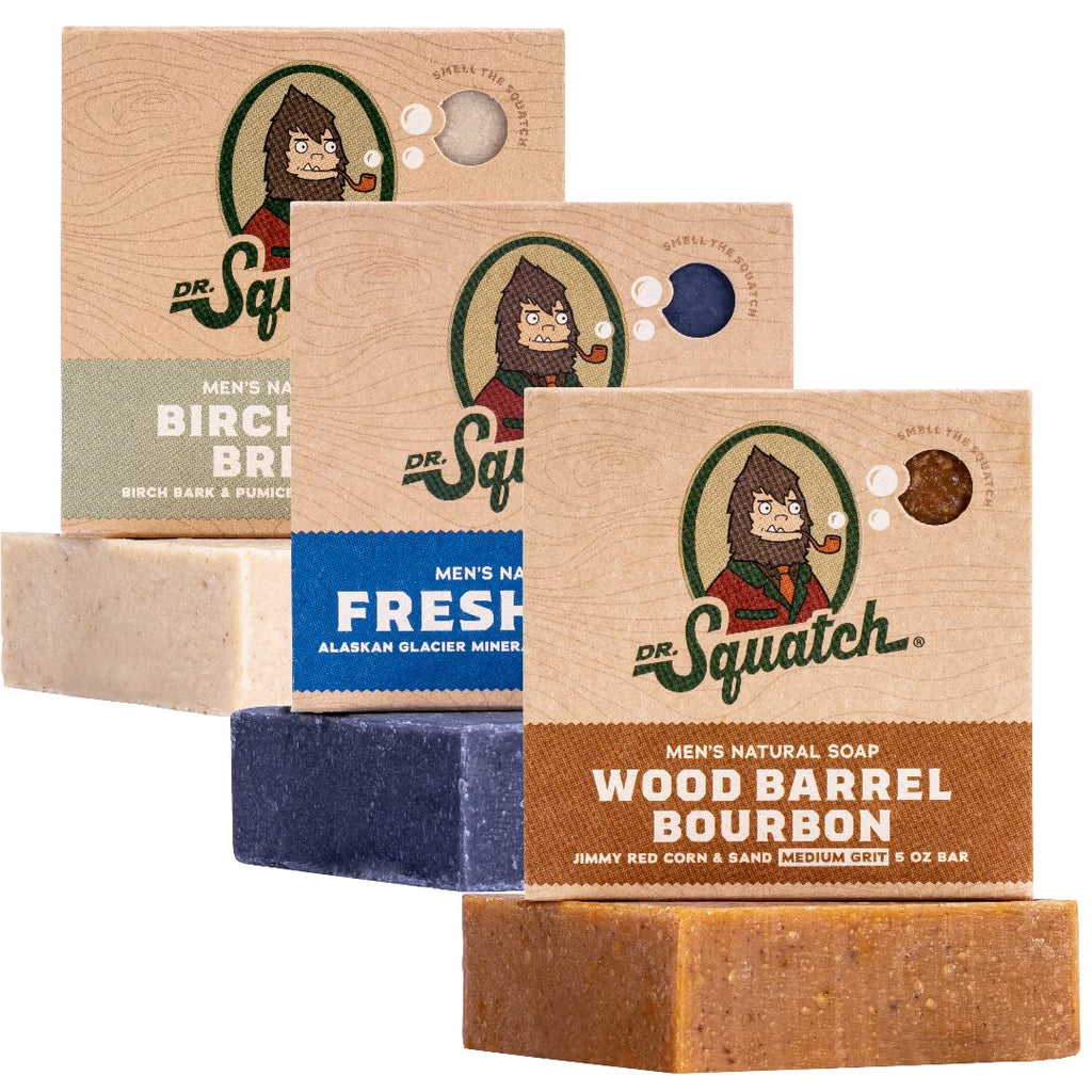 Buy now Dr. Squatch Natural Men’s Bar Soap - Cold Process Body Soap Bar with Natural Oils - Gifts for Men - Coconut Castaway, Fresh Falls & Cool Fresh Aloe (5 oz, 3-Pack) at indiglob india
