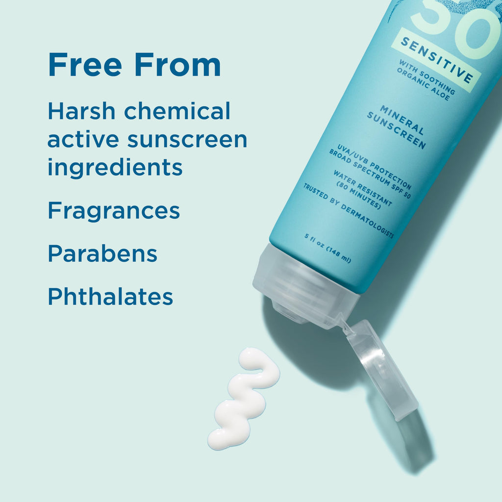 Buy now Blue Lizard Sensitive Mineral SPF 50 Sunscreen Lotion, 100% Mineral Sunscreen, UVA/UVB Protection, Infused with organic Aloe Vera, Soothes and Hydrates, 5 fl oz | with Zinc Oxide, 50+, Water Resistant, UVAUVB Protection, Sensitve at indiglob india