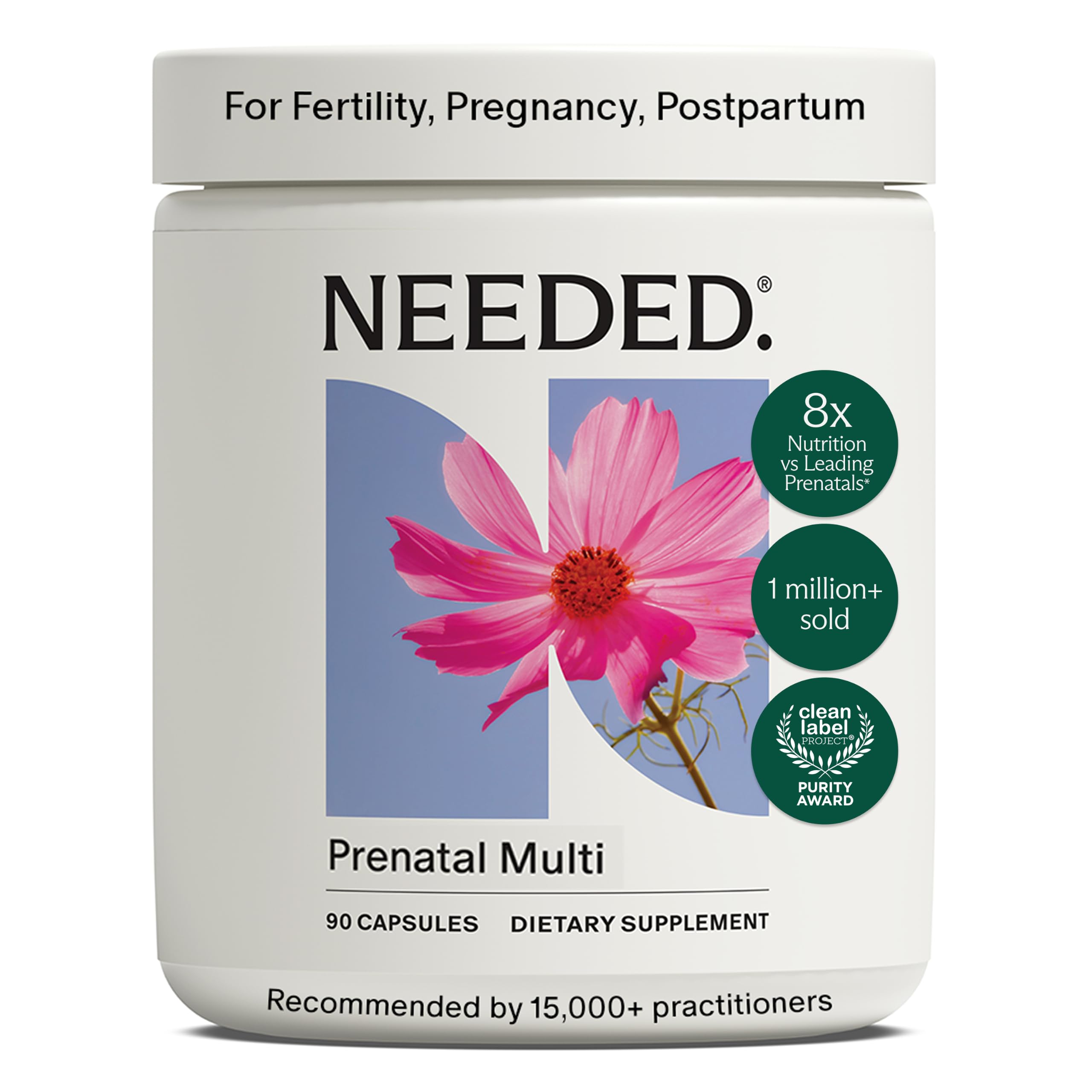Needed. Multivitamin for Prenatal, Prenatal Multi Essentials Capsule | Pregnancy, Breastfeeding, Postpartum, Expertly-Formulated & Third-Party Tested, Citrus Scent Insert, 30-Day Supply
