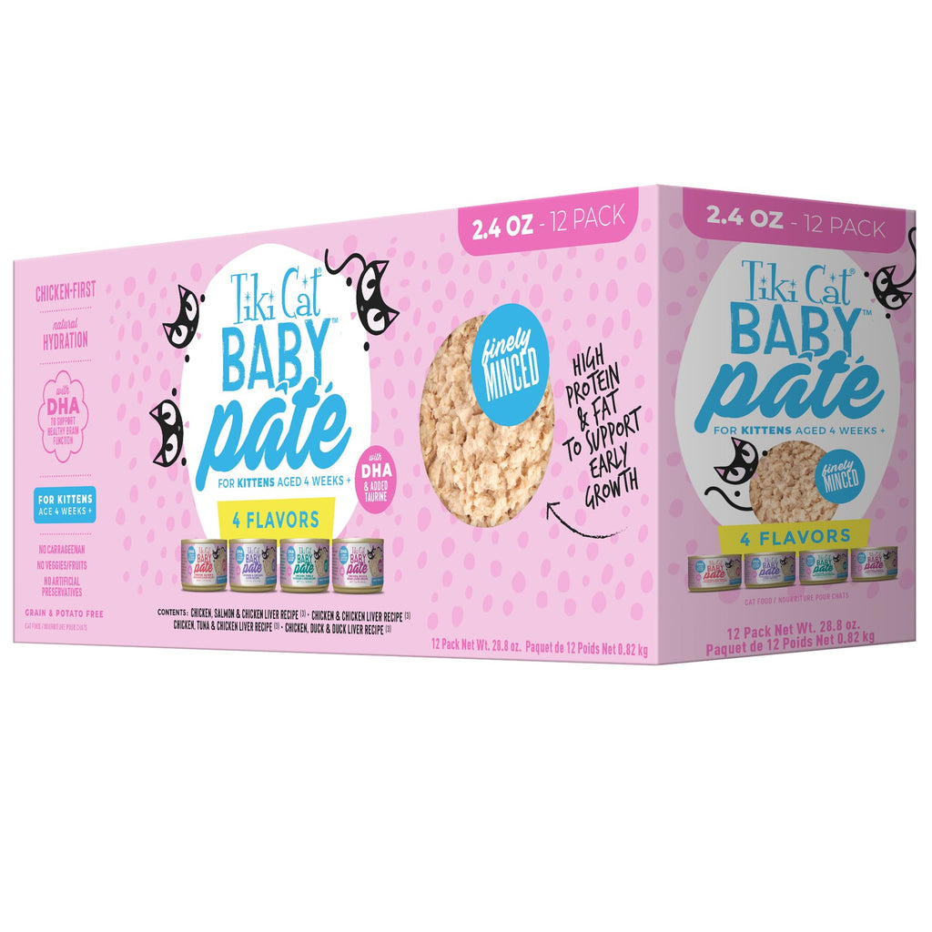 Tiki Cat Baby Pate Wet Kitten Food, Variety Pack, 2.4 oz. Cans (12 Count)