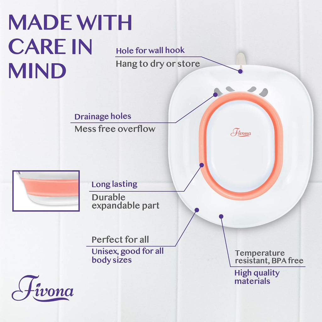 Buy now Fivona Sitz Bath for Toilet Seat Postpartum and Hemorrhoids Care - Yoni Steam Seat - Foldable Basin for Epsom Salt Soak - Portable Bidet BPA Free Temperature Resistant - Universal Fit - Pink at indiglob india