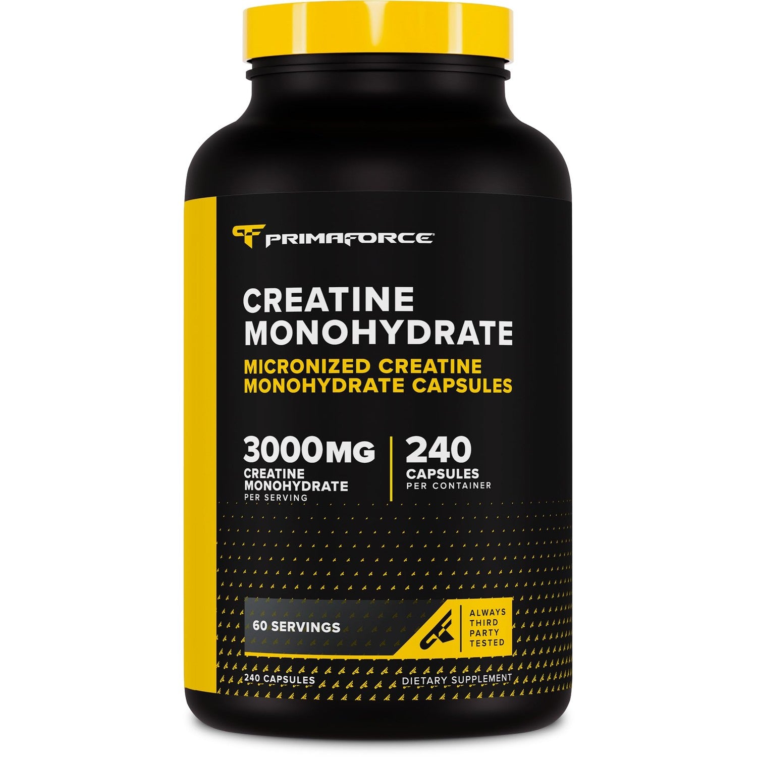 Primaforce Creatine Monohydrate Capsules (3,000mg) 240 Capsules | Gluten Free and GMO-Free