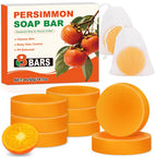 8 Pcs Persimmon Soap for Old People Smell with 2 Mesh Soap Bag