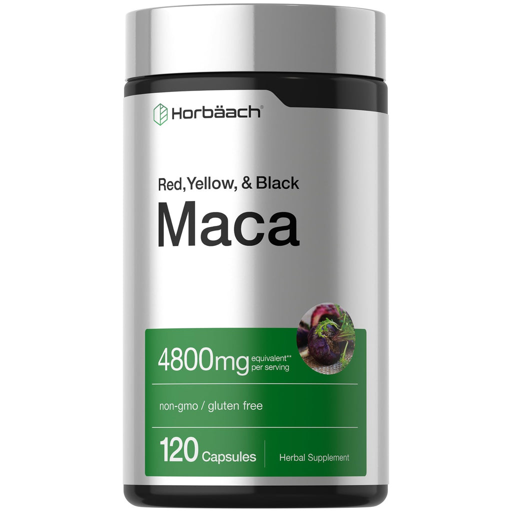 Horbäach Maca Root Capsules for Men and Women | 120 Pills | High Potency Extract | Non-GMO and Gluten Free Formula