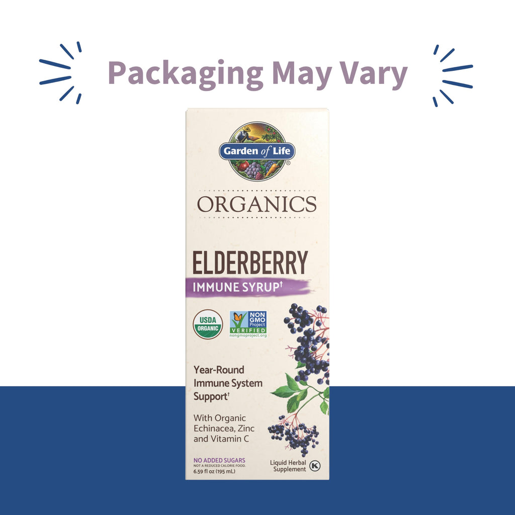 Garden of Life Organics Elderberry Immune Syrup, Vegan, 6.59 Fl oz