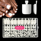 Toe Nail Press Ons, French Square Toe Tips, Press On Nails for Women | 150pcs Pre-Designed Soft Gel Thick False Toenail Extension, Berry Pink Full Cover Acrylic for DIY 15 Sizes