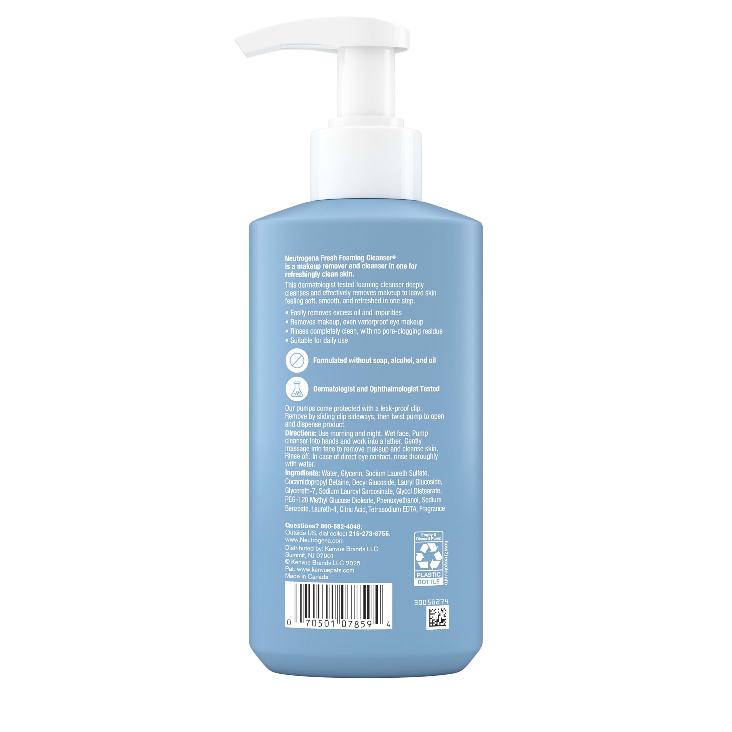 Buy now Neutrogena Fresh Foaming Facial Cleanser, All-In-One Makeup Remover Face Wash for Nor-mal to Oily Skin Deeply Cleanses & Removes Waterproof Makeup, Soap-Free, Non-Comedogenic, 8.5 fl. oz at indiglob india