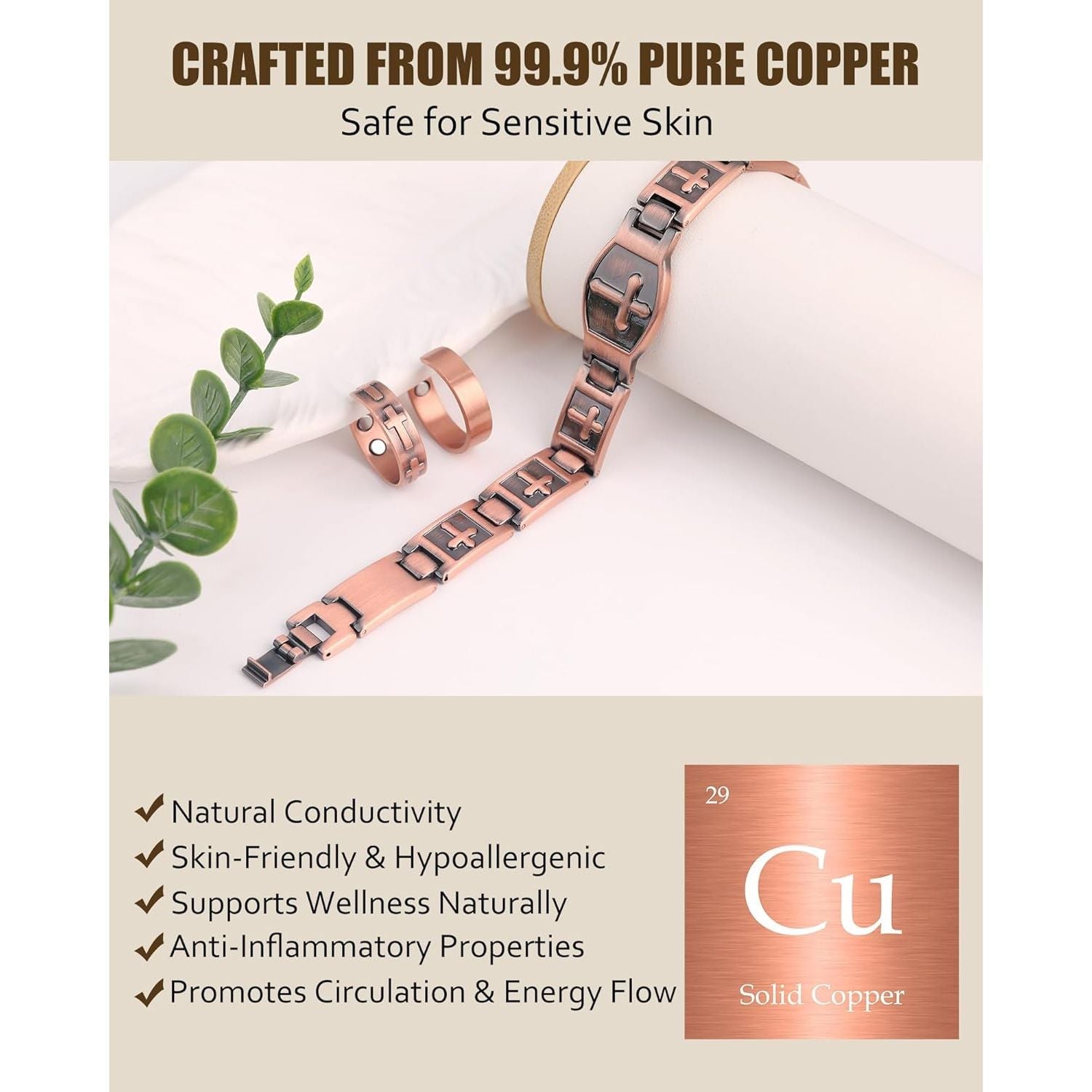 Buy now Jecanori Pure Copper Bracelet for Men, Ultra Strength Magnetic Cross Bracelets for Men, Mens Copper Cross Bracelet, Jewelry Gift with Sizing Tool at indiglob india