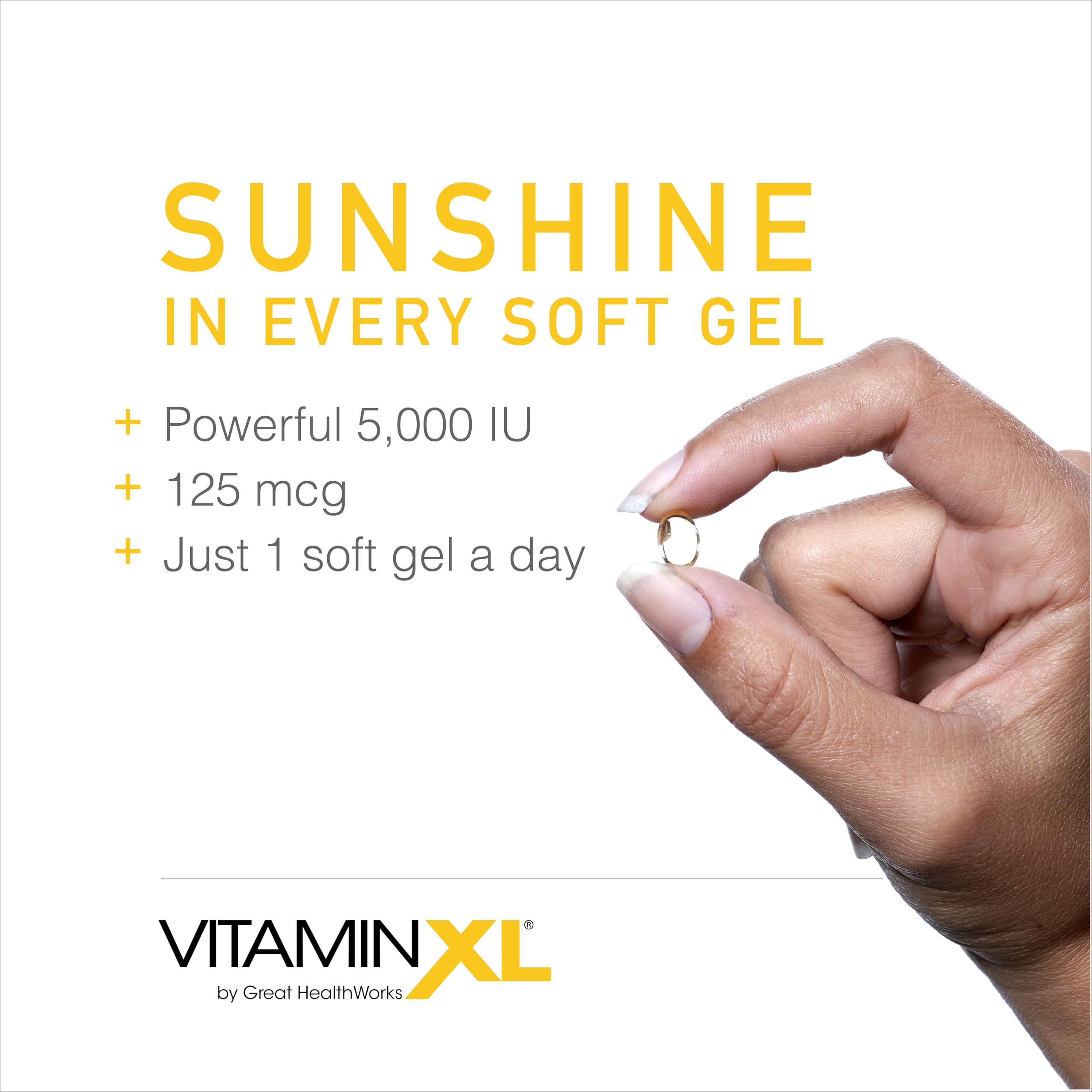 OmegaXL VitaminXL D3 High Potency Daily Vitamin D 5000 IU 30 Softgels | 125mcg, Immune Support Supplement, Promotes Healthy Muscle Function & Strong Bones, Non-GMO, Gluten-Free