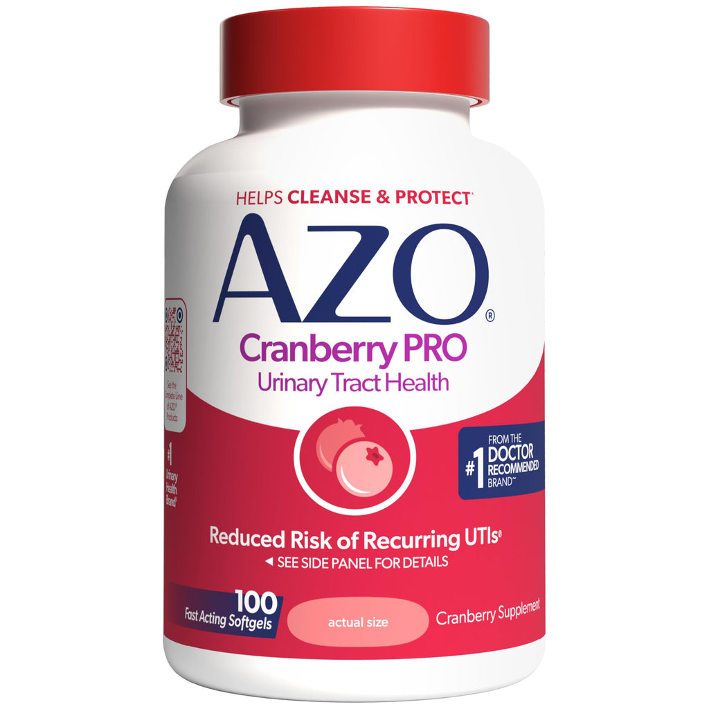 AZO Pro Strength Cranberry Supplement Pills for Women, 600mg, 100 Softgels | Made with Clinically Proven Pacran to Help Cleanse & Protect Urinary Tract Health Bladder Support*, Sugar-free, 50 Day Supply