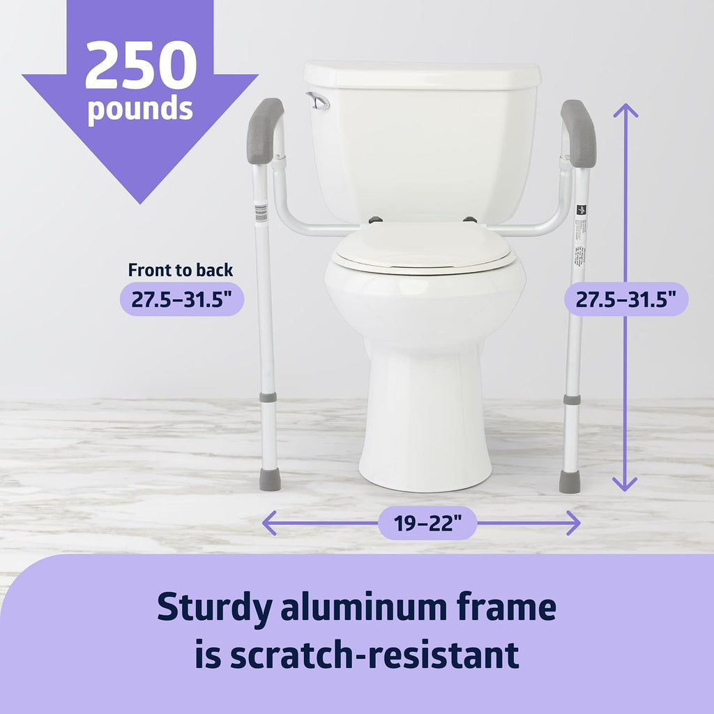 Buy now Medline Toilet Safety Rail For Seniors with Easy Installation, Height Adjustable Toilet Safety Frame, Bathroom Assist Rail with Armrests, Bathroom Safety, 250 lb. Weight Capacity at indiglob india