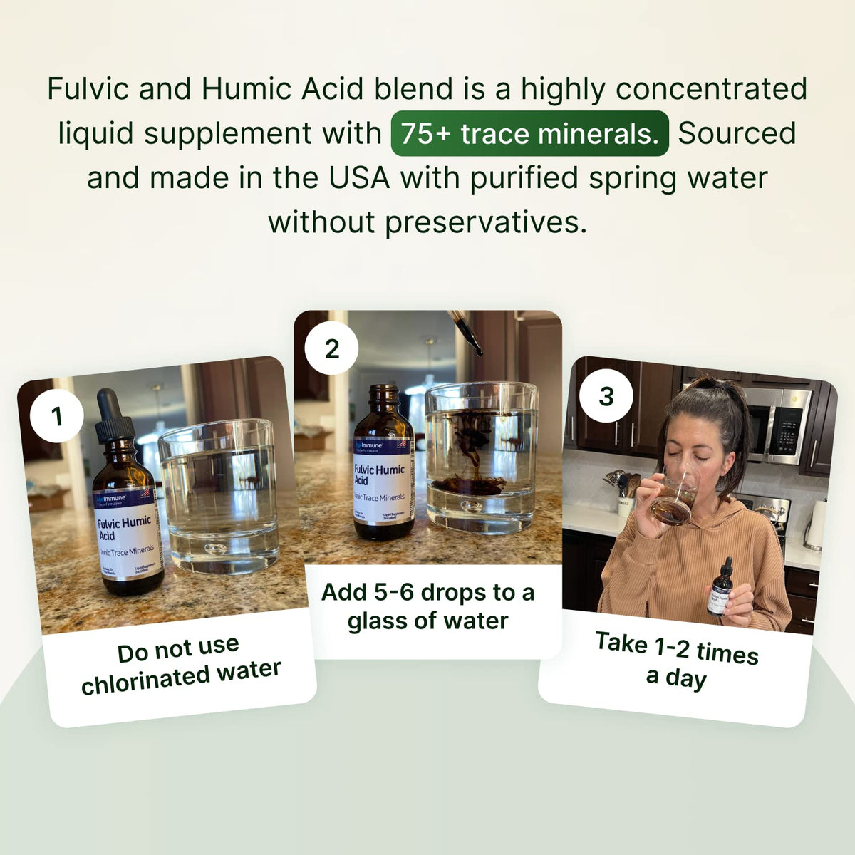 Fulvic Acid Humic Acid 500 mg per Serving 240 Servings mined in USA - Fulvic Humic Acid Liquid Supplement with 75+ Trace Minerals for Energ Gut Health Detox and Hydration – 2 oz