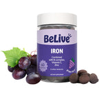 BeLive Iron Gummies, Multivitamin Supplement, Blood Oxygen Support, 120 Ct | With Vitamin C, B Complex, Folate, and Zinc for Women, Men & Kids for Growth and Development, Grape Flavor
