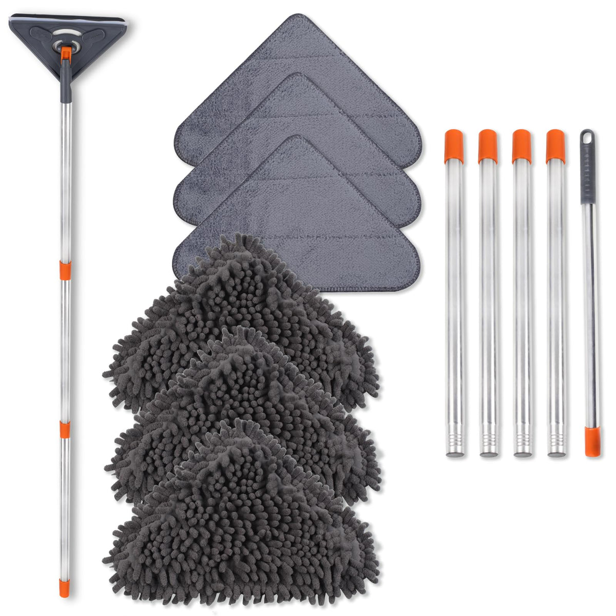 Wall Cleaner Mop, 79-Inch Handle, Baseboard Dust Mop Tool, 6 Pads