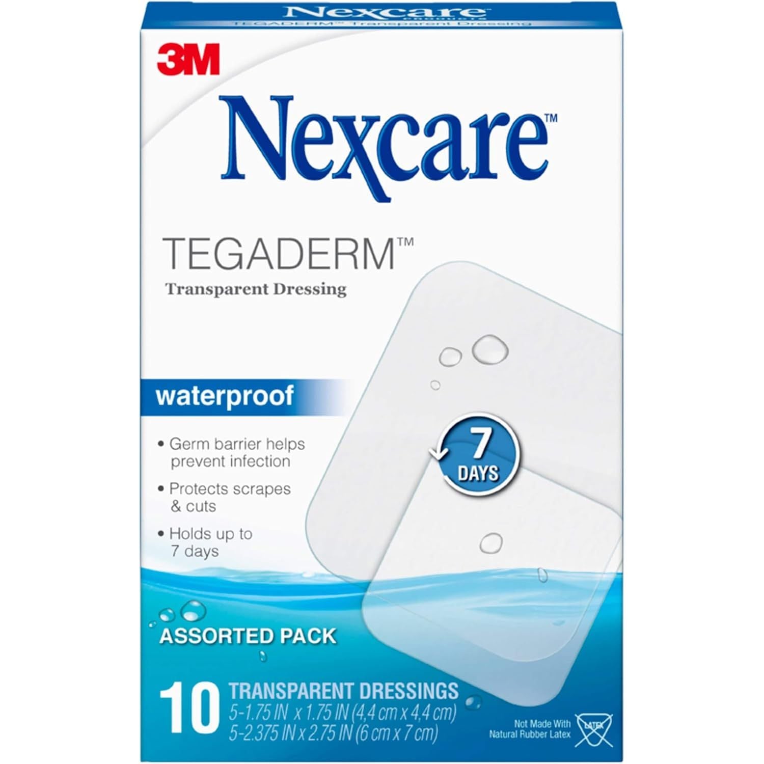 Buy now Nexcare Tegaderm Waterproof Transparent Dressing, Dirtproof, Germproof, Provides Protection To Minor Burns, Scrapes, Cuts, Blisters And Abrasions, 4 x 4.75 in, 4 Count 10 Count at indiglob india