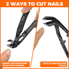 DRMODE Nail Clippers for Thick Nails Angled Head | Toenail Clippers for Thick Toenails Wide Jaw Opening, Sharp Toe Nail Clipper Cutter for Men with Catcher,Large,Heavy Duty