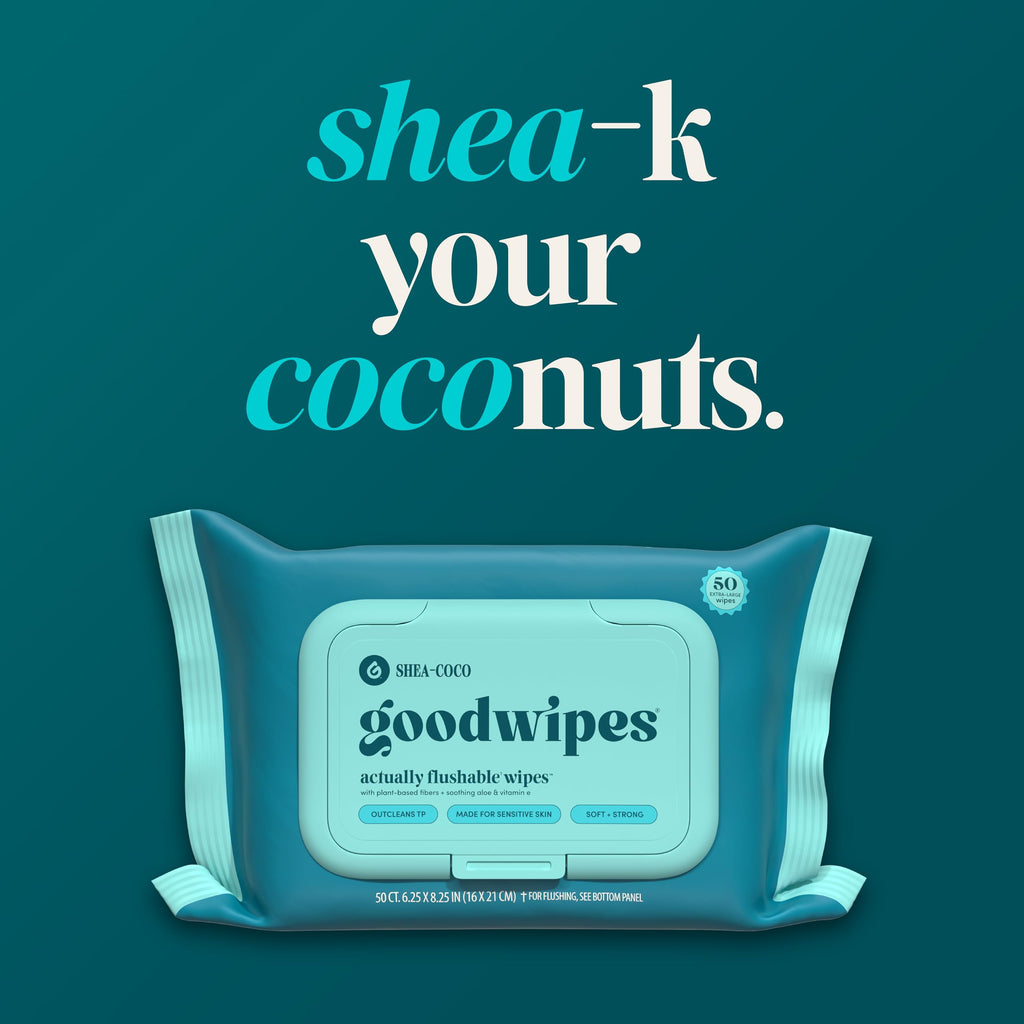 goodwipes Flushable Wipes - Shea-Coco, 418 Wipes (8 Pack + 1 Travel Pack)