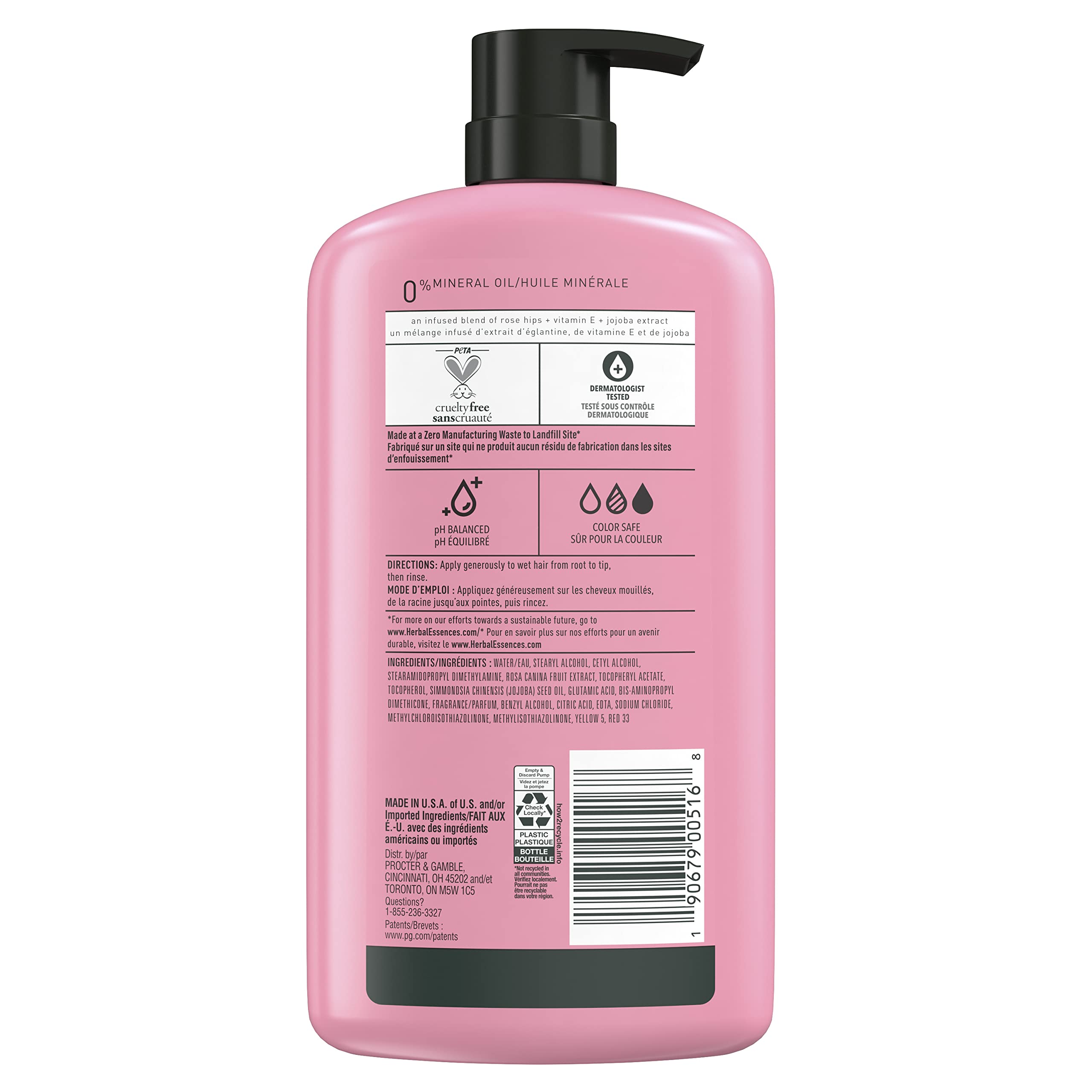 Herbal Essences Conditioner, Rose Hips- Smooth Collection, Shiny Hair with Vitamin E & Jojoba, Safe for Color Treated Hair, Floral Scent, Cruelty-Free, Dermatologist-Tested, 29.2 Fl Oz
