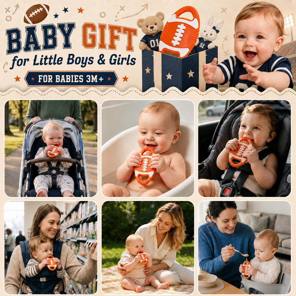 Baby Teething Toys Silicone Baby Football-Themed Teether Over 3 Months
