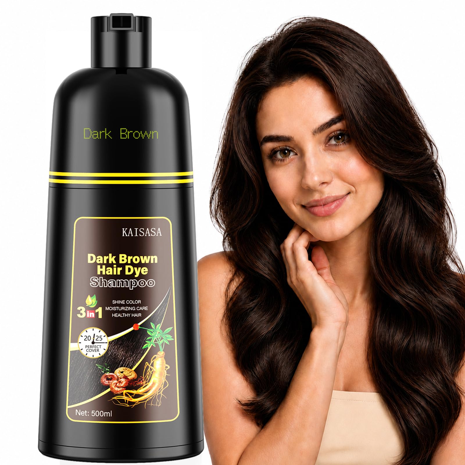KAISASA Dark Burgundy Hair Dye Shampoo 3 in 1 for Gray Hair, Women & Men | Easy-to-Use Hair Color Shampoo for Full Gray Coverage and Daily Hair Care