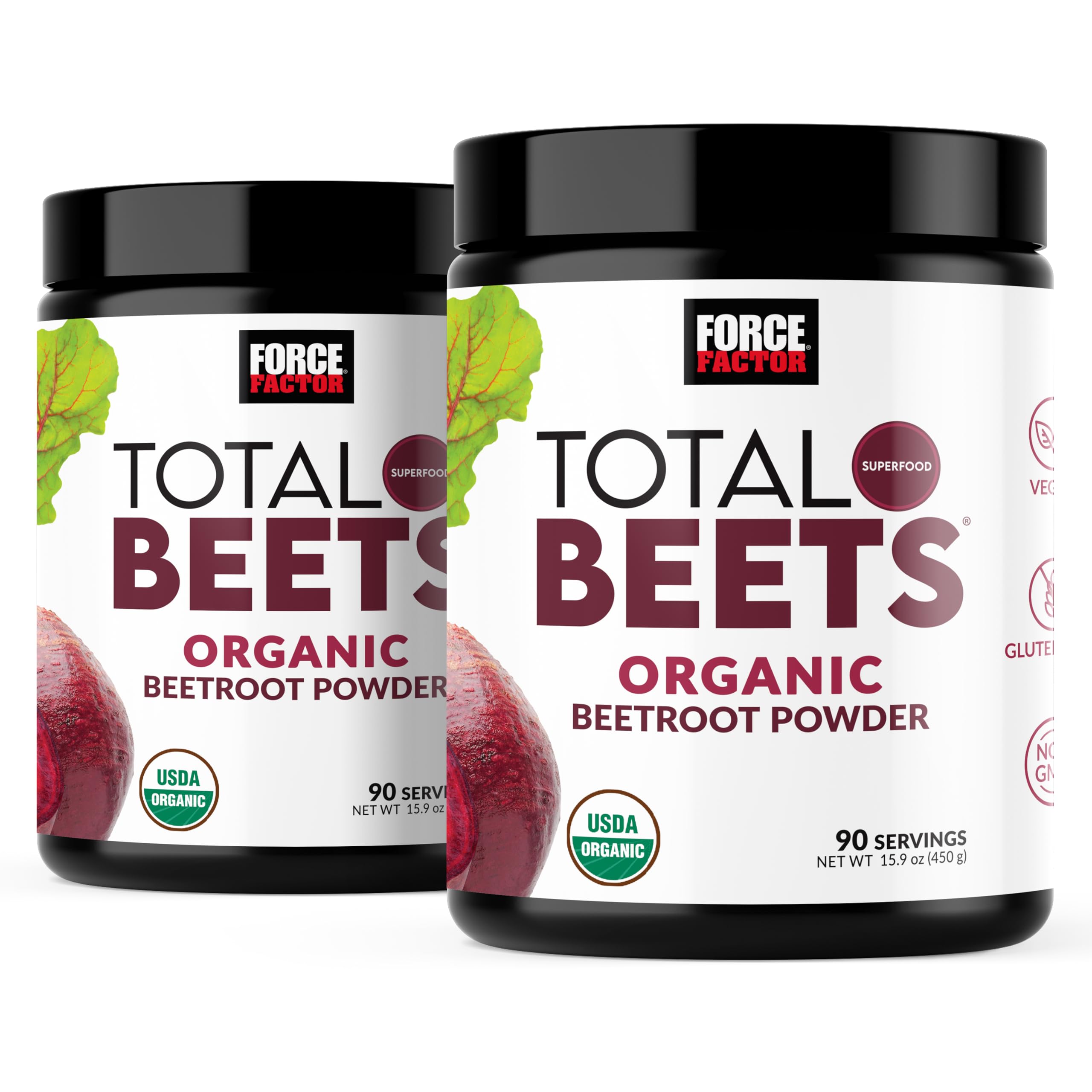 Force Factor Total Beets Organic Beet Root Powder Superfood, Non-GMO | Boost Daily Nutrition, USDA Organic, Vegan, Gluten-Free, and Beet Supplement, Unflavored, 90 Servings