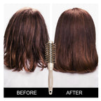 BANGMENG Round Brush with Boar Bristles, 1 inch Barrel, Nano Thermal Ceramic Ionic Tech for Straightening and Blow Drying, Gold