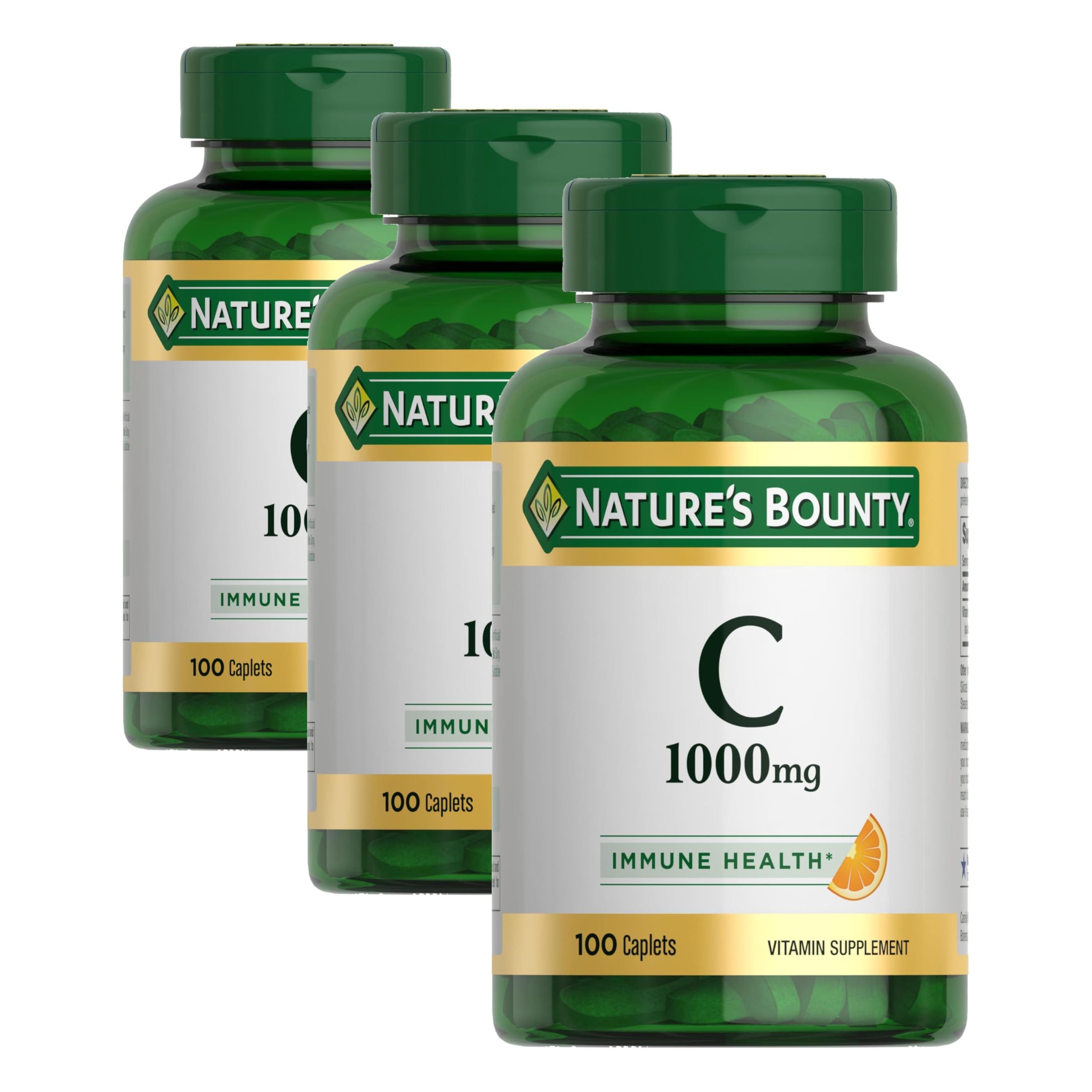 Buy now Nature's Bounty Vitamin C 1000mg, Supports Immune and Antioxidant Health, Vitamin C Supplement, 1 Per Day, 300 Vegetarian Caplets 100 Count (Pack of 3) at indiglob india